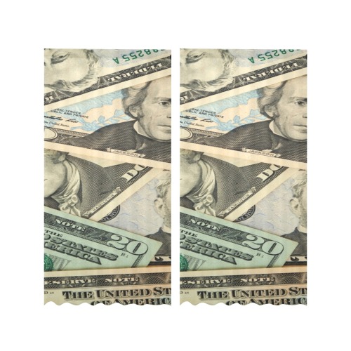 US PAPER CURRENCY Gauze Curtain 28"x84" (Two-Piece)