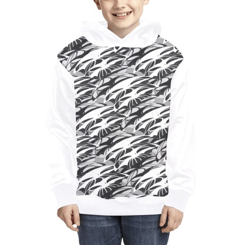 Alien Troops Pattern - White Sleeves Kids' All Over Print Hoodie (Model H38)