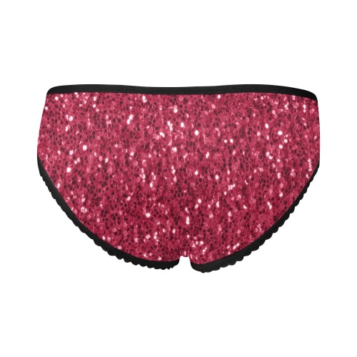 Magenta dark pink red faux sparkles glitter Women's All Over Print Girl Briefs (Model L14)