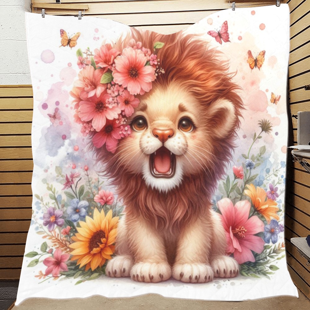 Watercolor Lion 1 Quilt 70"x80"