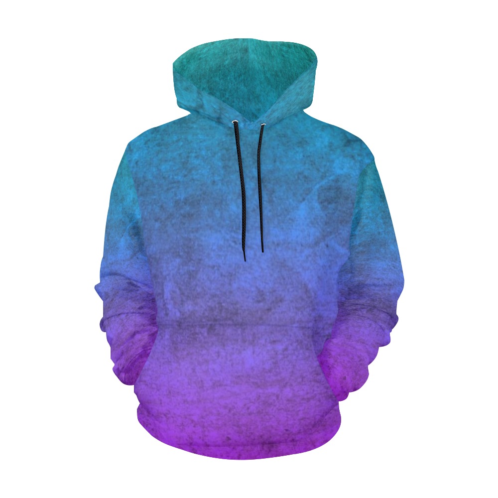 Teal - Purple All Over Print Hoodie for Men (USA Size) (Model H13)