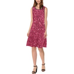 Magenta dark pink red faux sparkles glitter Sleeveless Splicing Shift Dress(Model D17)