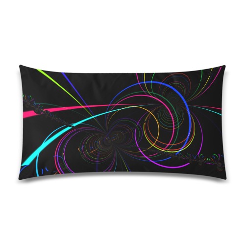Neon Arcs on Black Custom Rectangle Pillow Case 20"x36" (one side)