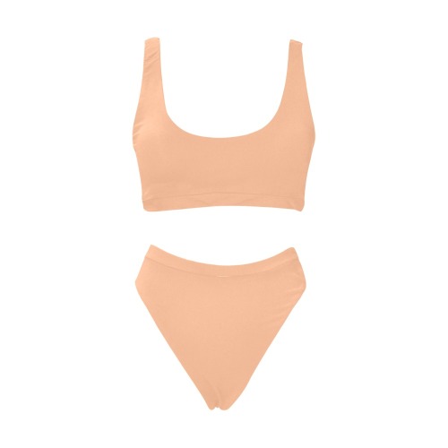 Peach Fuzz 2024 Sport Top & High-Waisted Bikini Swimsuit (Model S07)