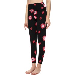 red flowers Women's All Over Print High-Waisted Leggings (Model L36)