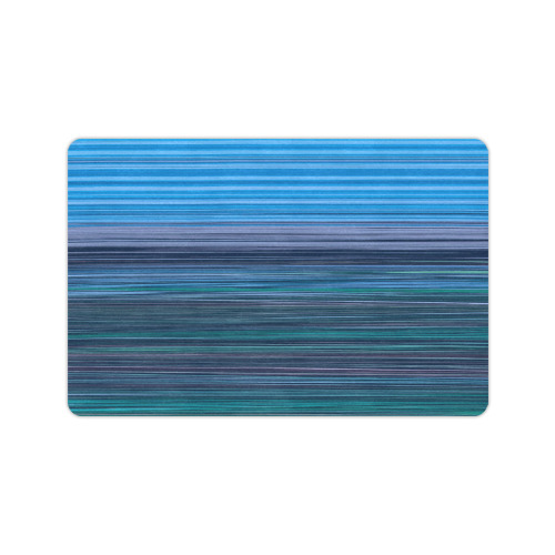 Abstract Blue Horizontal Stripes Doormat 24"x16"