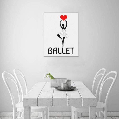 Ballerina Ballet Red Heart Beautiful Art Black Wow Upgraded Canvas Print 16"x20"