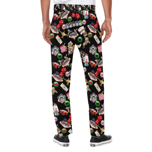 Gamblers Delight on Black Men's All Over Print Casual Trousers (Model L68)