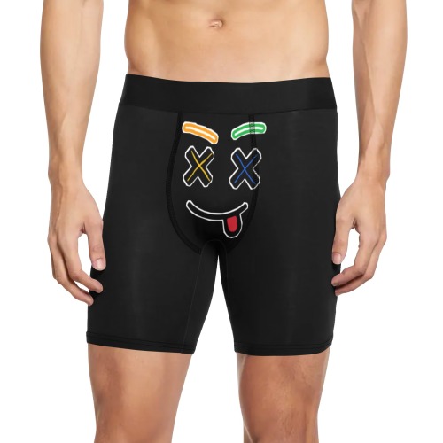 Black X Face Men Underwear Men's Long Leg Boxer Briefs (Model L67)