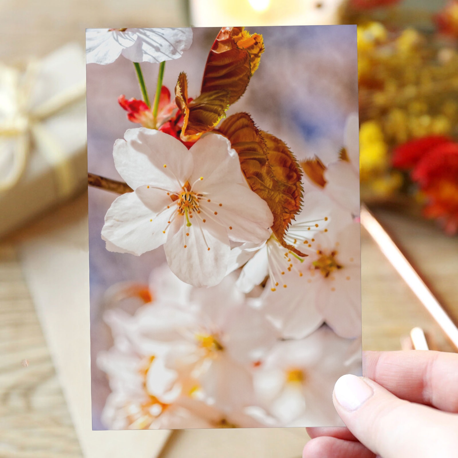 Stunning Japanese sakura flowers on a sunny day. Greeting Card 4"x6"