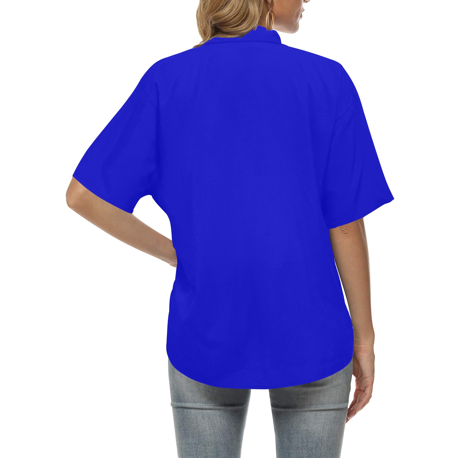 color medium blue All Over Print Hawaiian Shirt for Women (Model T58)