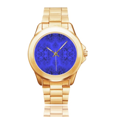 Midnight Blue Gardens Frost Fractal Custom Gilt Watch(Model 101)