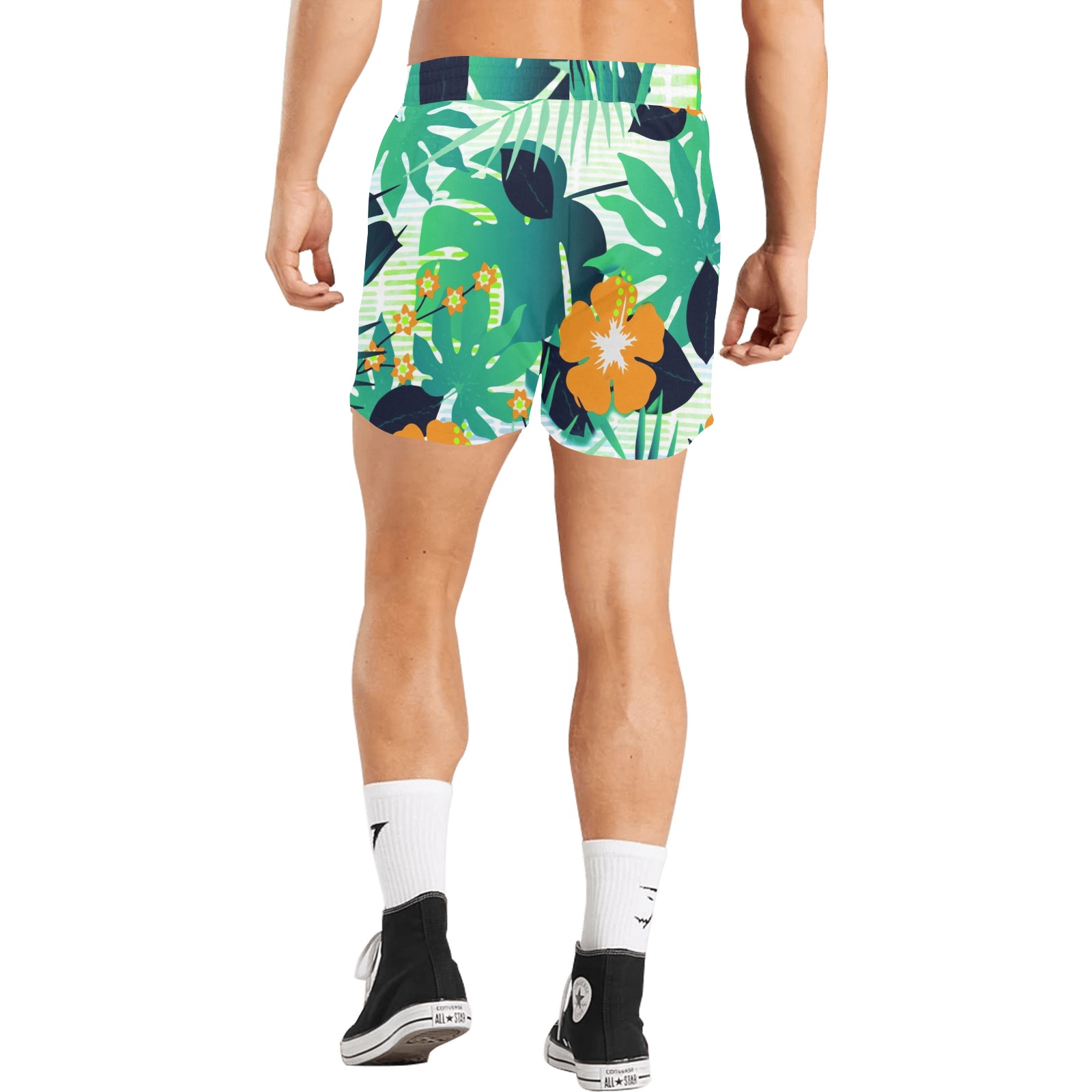 GROOVY FUNK THING FLORAL Men's Mid-Length Casual Shorts (Model L50)