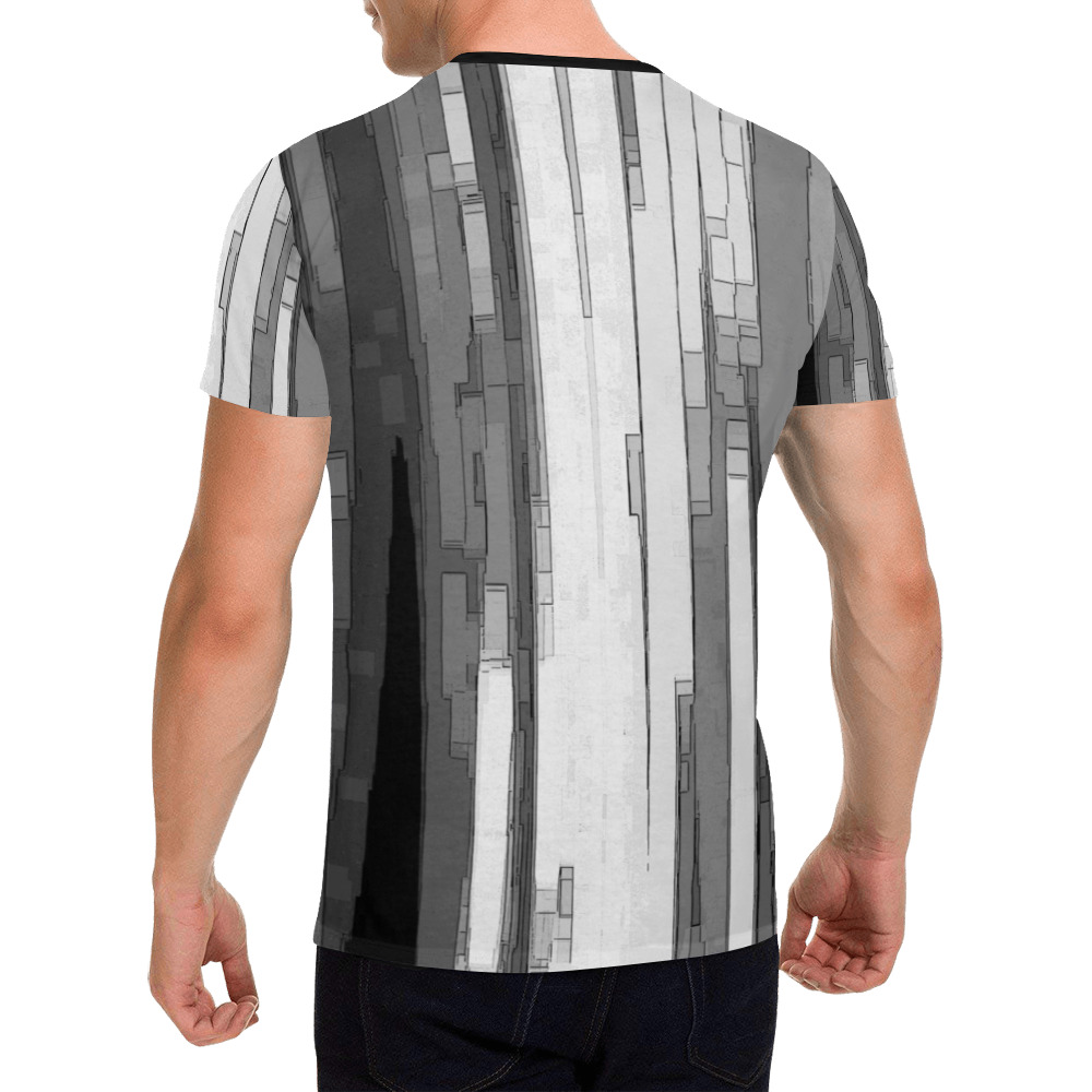 Greyscale Abstract B&W Art All Over Print T-Shirt for Men (USA Size) (Model T40)