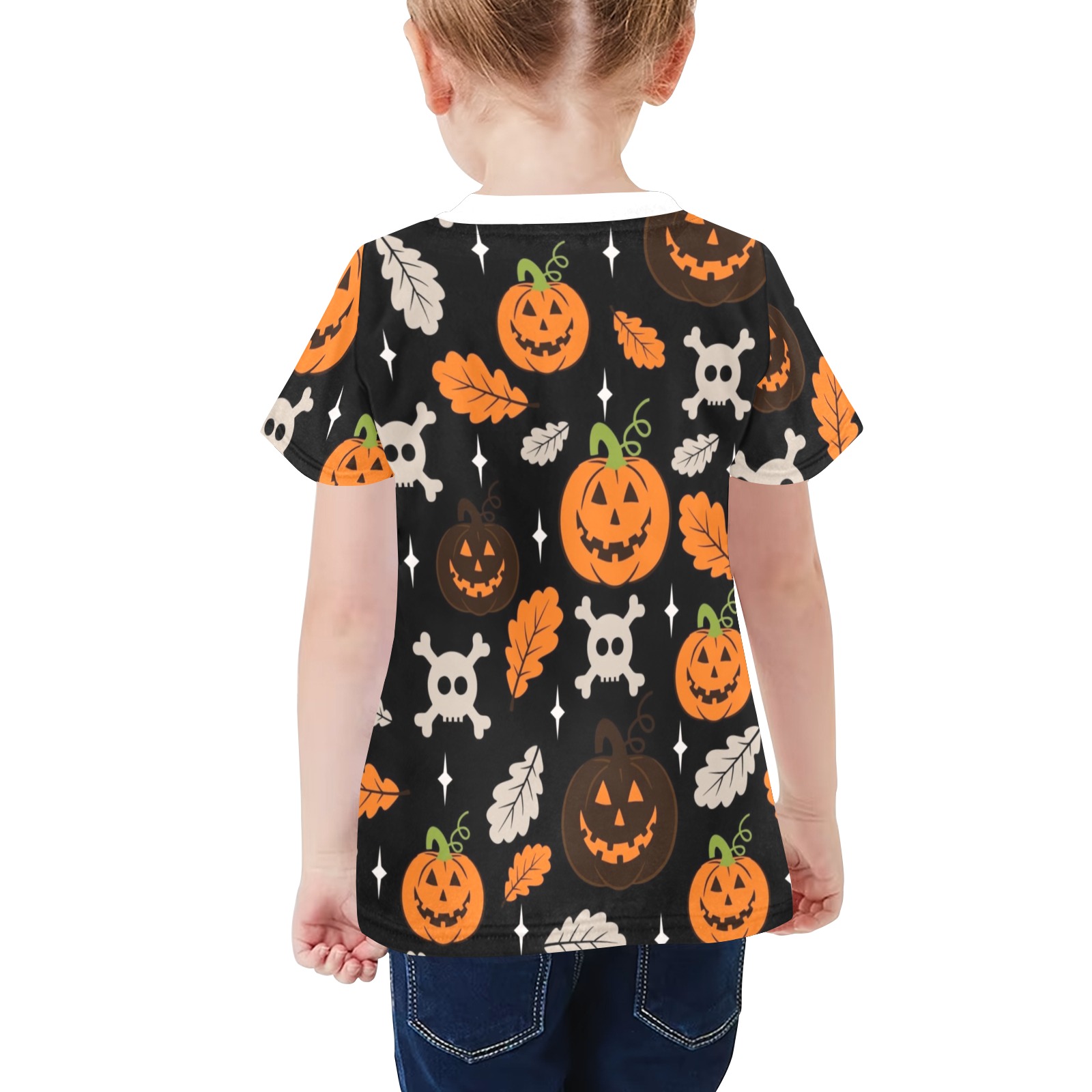 Halloween Tee Little Girls' All Over Print Crew Neck T-Shirt (Model T40-2)