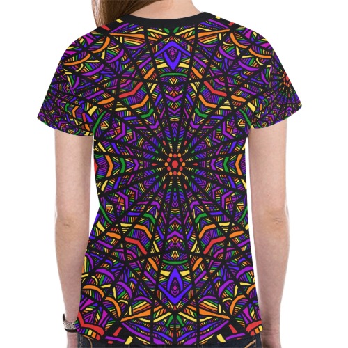 Ô Rainbow Pipework Mandala New All Over Print T-shirt for Women (Model T45)