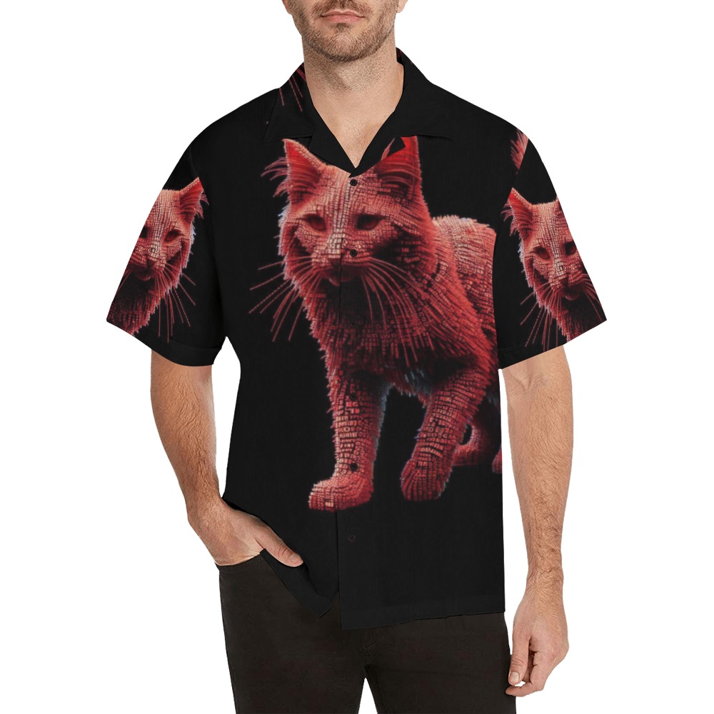 3D cat Hawaiian Shirt (Model T58)