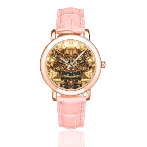 Armalanikai Rose Gold Women's Watch With Strap Women's Rose Gold Leather Strap Watch(Model 201)