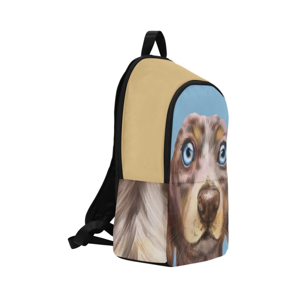 Dachshund blue brown Fabric Backpack for Adult (Model 1659)