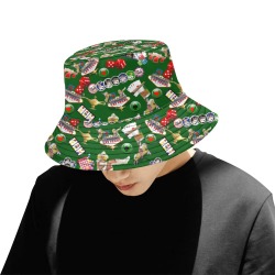 Las Vegas Icons Gamblers Delight / Green All Over Print Bucket Hat for Men
