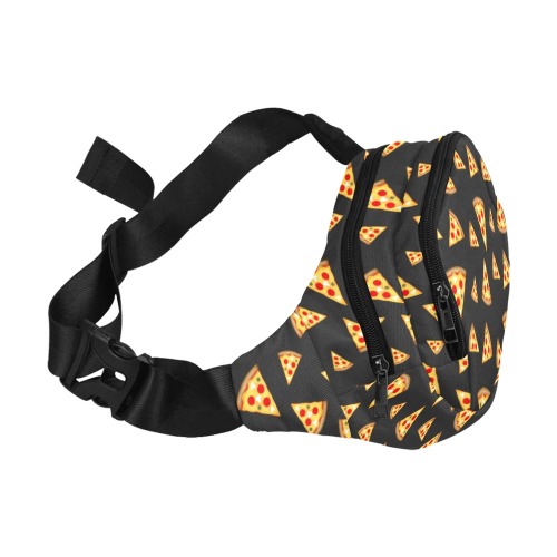 Cool and fun pizza slices dark gray pattern Fanny Pack/Small (Model 1677)