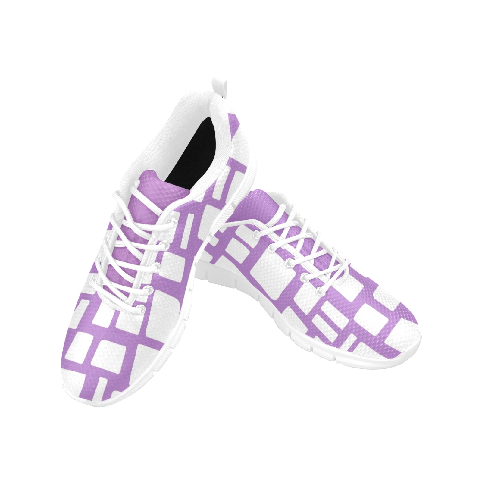 Purple and White Geo Abstract Women's Breathable Running Shoes (Model 055)