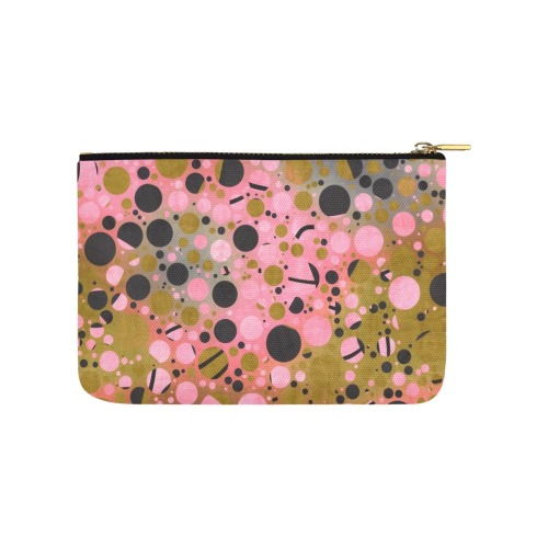 Dots in the abstract pink and brown Carry-All Pouch 9.5''x6''