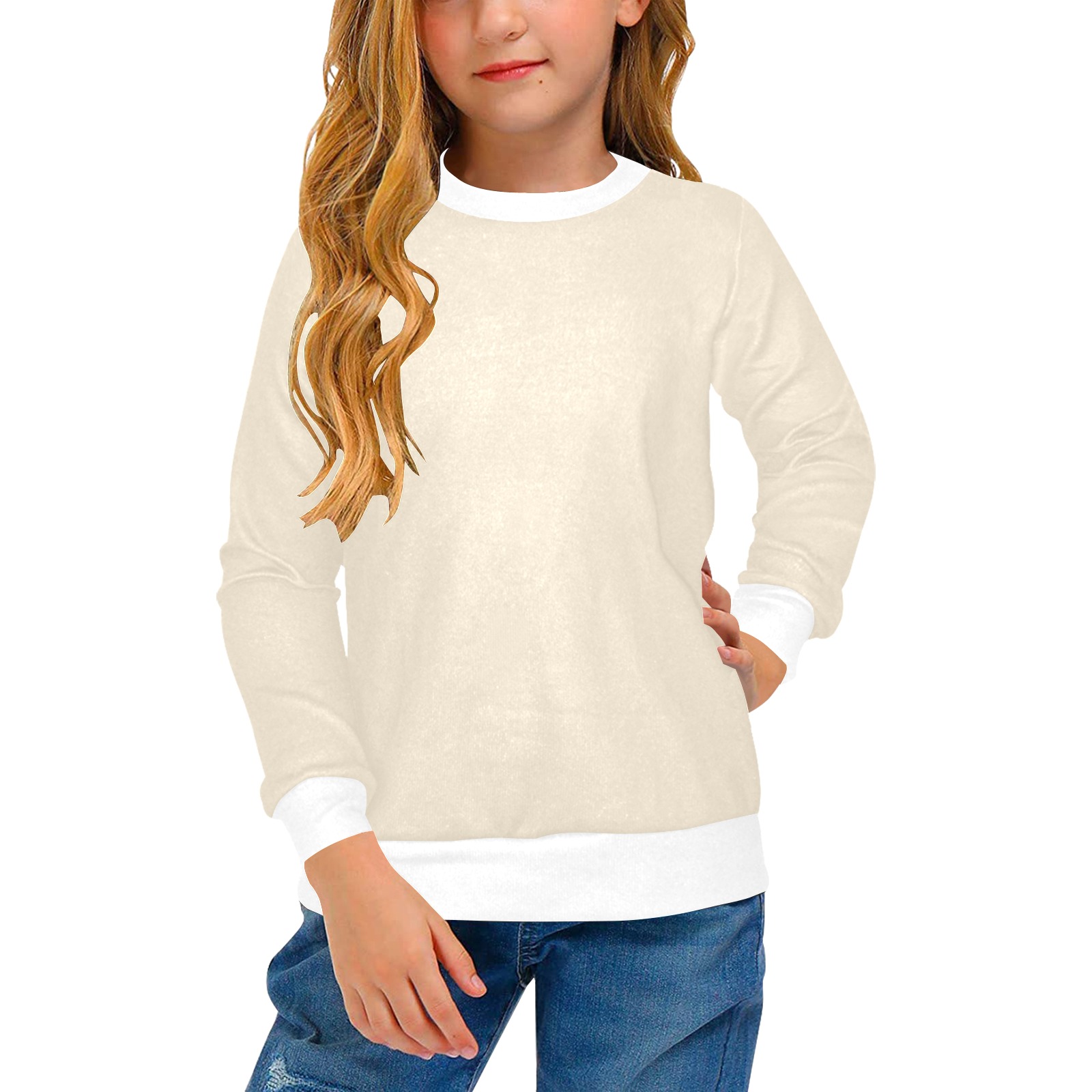 Buttercream Girls' All Over Print Crew Neck Sweater (Model H49)