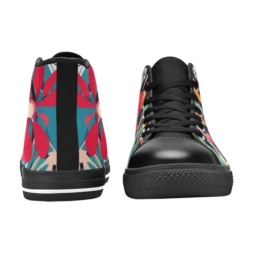 Colorful tropical floral pattern abstract art. Women's Classic High Top Canvas Shoes (Model 017)