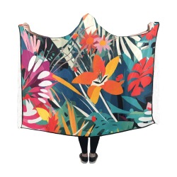 Stylish tropical plants. Colorful boho art. Hooded Blanket 60''x50''