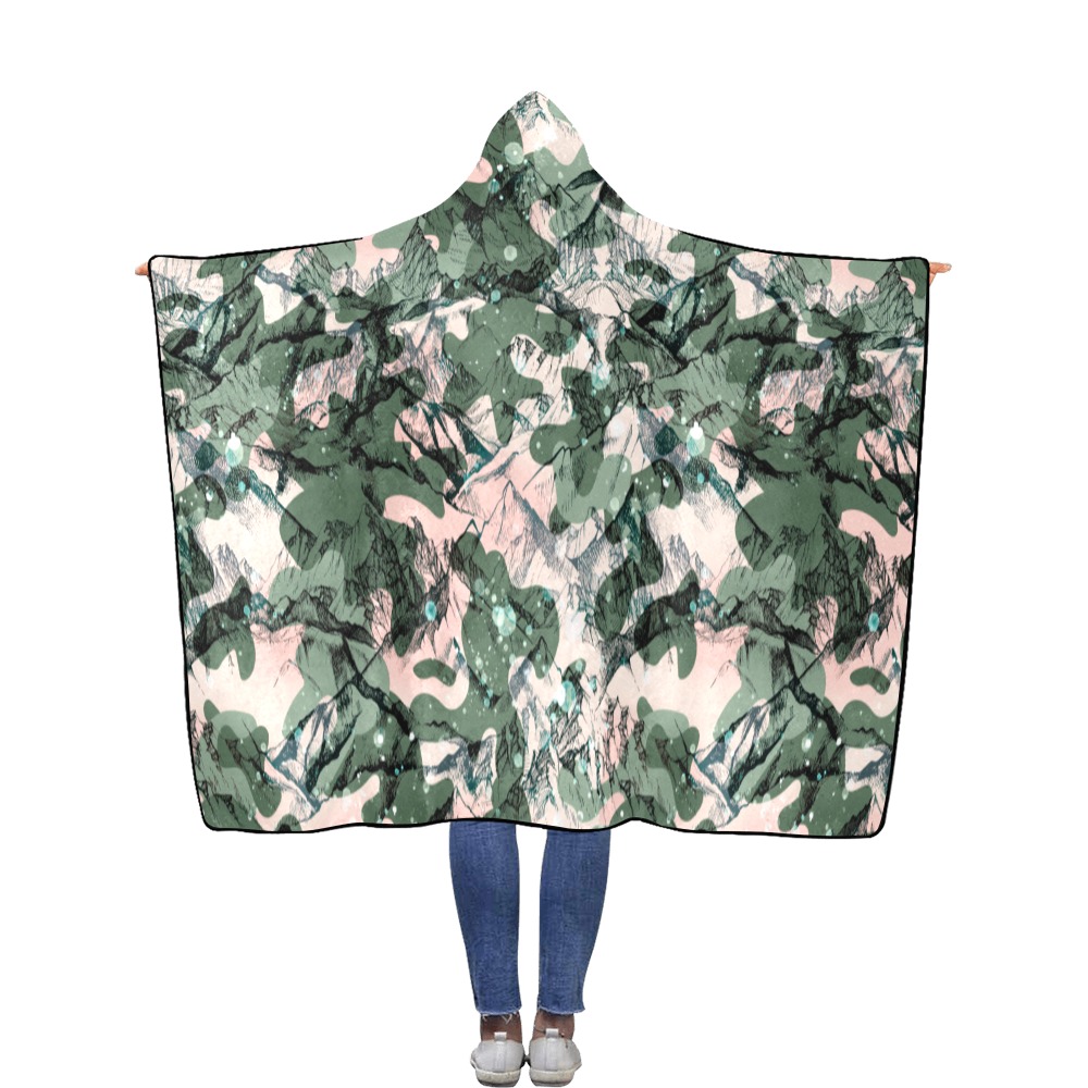 Modern camo mountains 23 Flannel Hooded Blanket 56''x80''