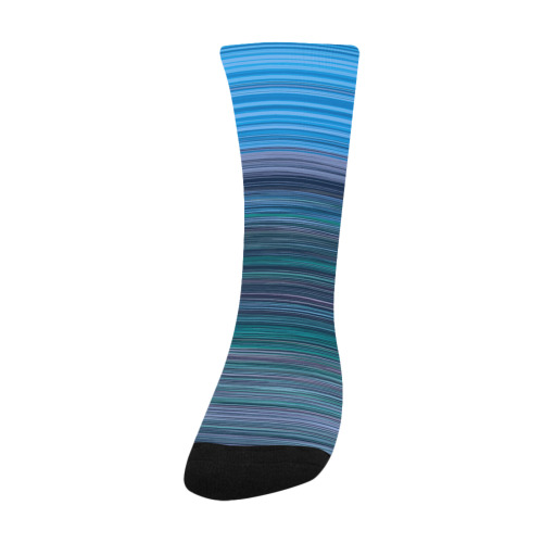 Abstract Blue Horizontal Stripes Custom Socks for Kids
