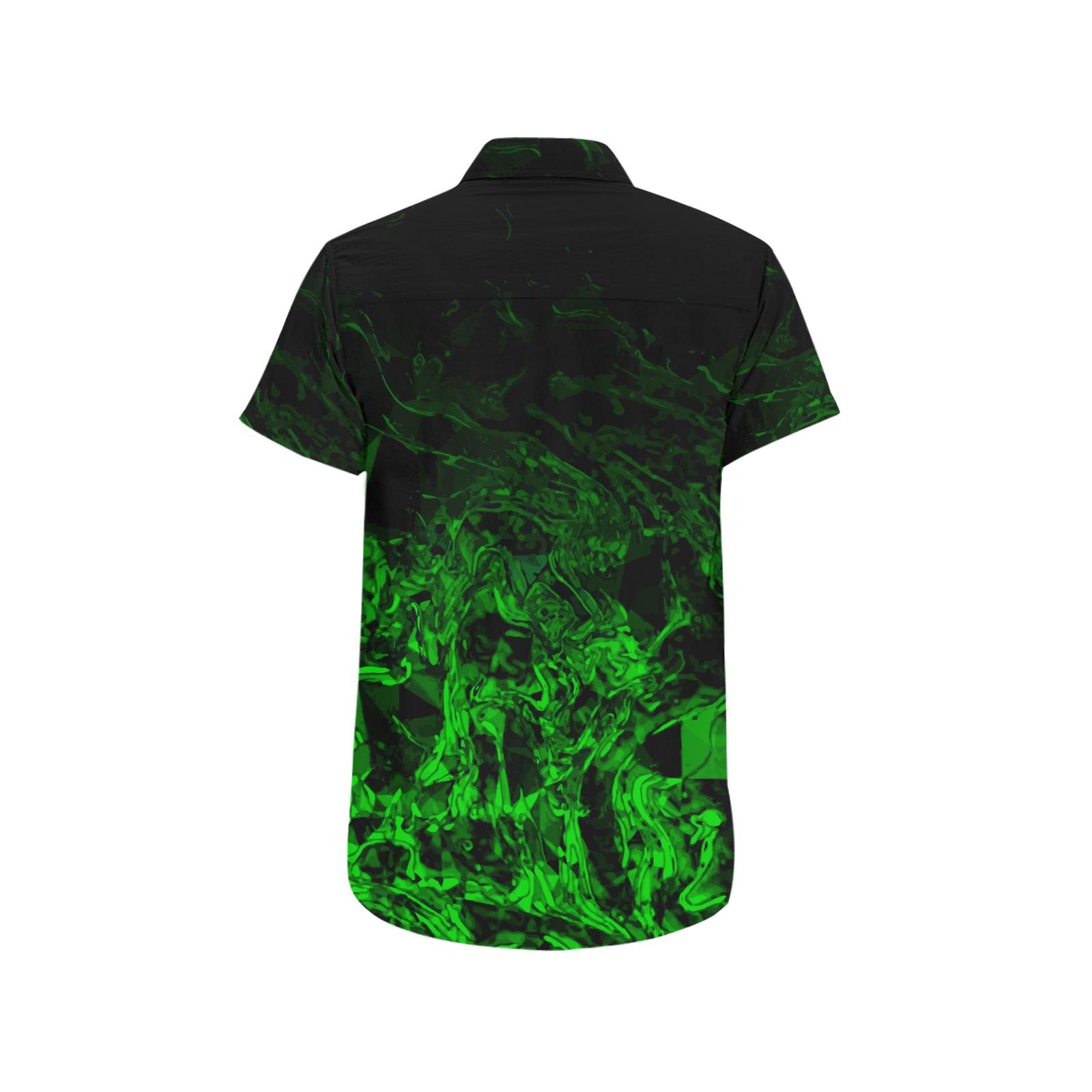 Green Mutant - green black geometric polygon swirl gradient Men's All Over Print Short Sleeve Shirt (Model T53)