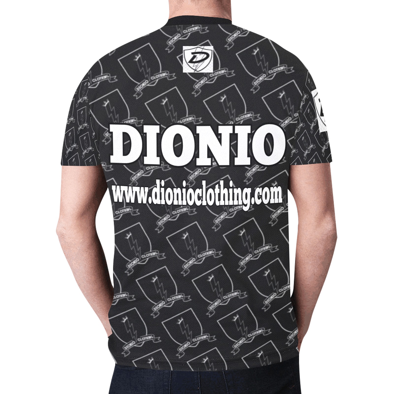 DIONIO Clothing - Black & White Lightning Shield Jersey T-shirts (Lightning Shield Logo) New All Over Print T-shirt for Men (Model T45)