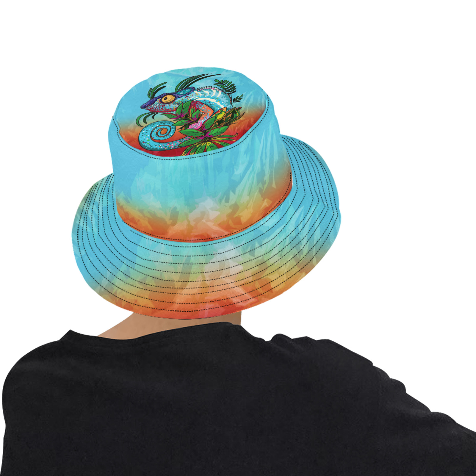 Rainbow Chameleon Unisex Summer Bucket Hat
