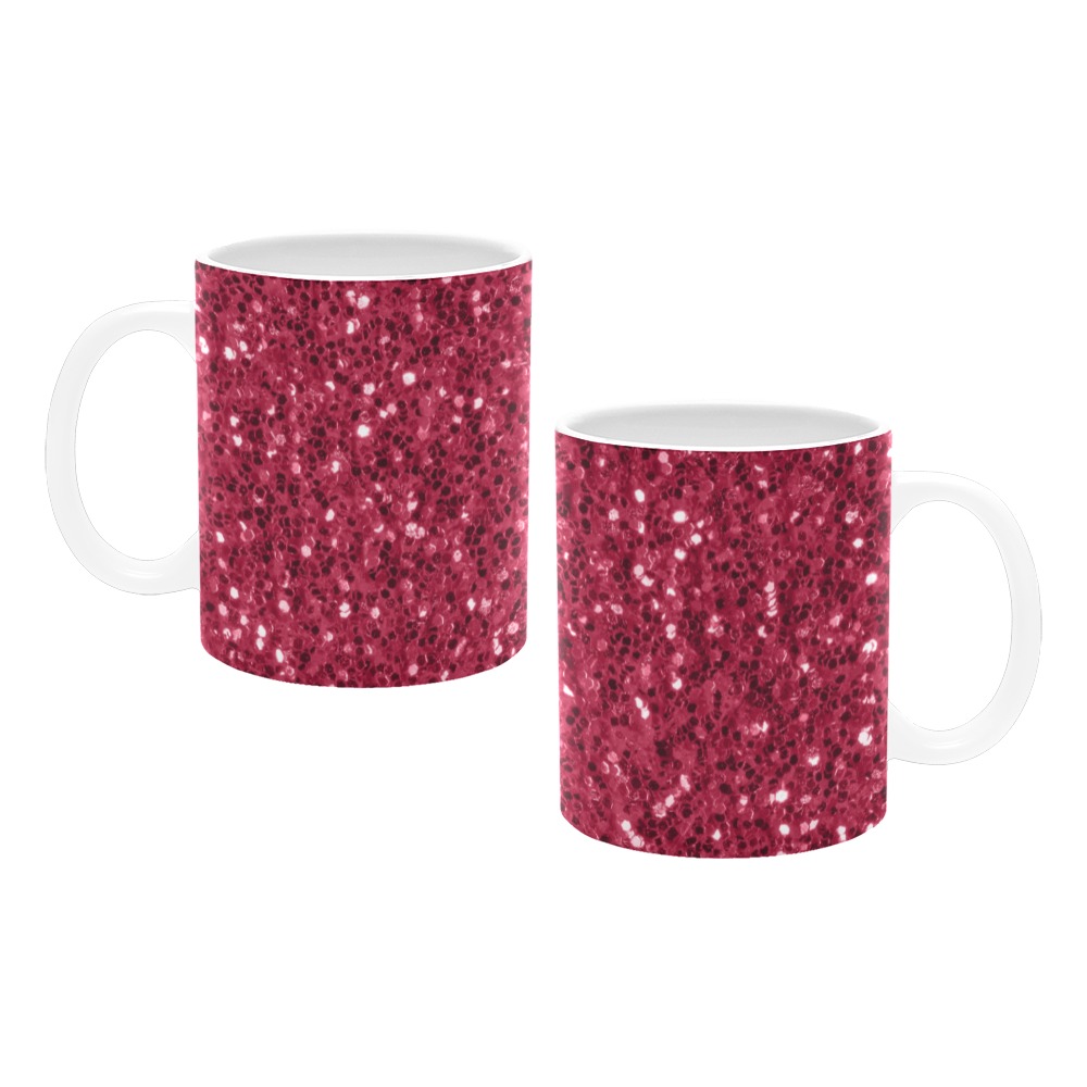 Magenta dark pink red faux sparkles glitter White Mug(11OZ)