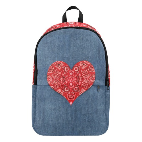 Bandana Heart on Denim-Look Fabric Backpack for Adult (Model 1659)
