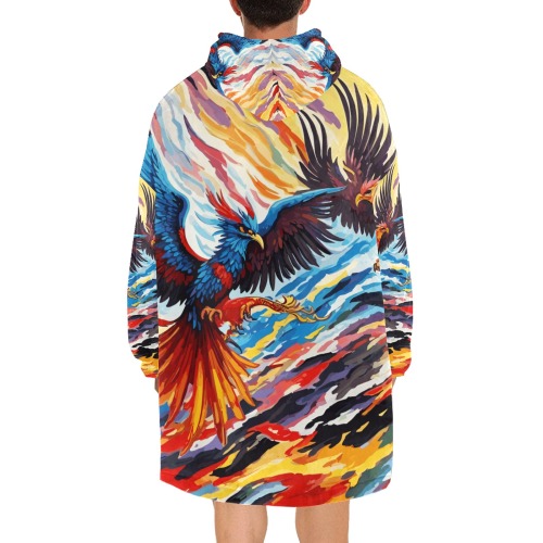 Classy fairy phoenix birds, fire in the air art. Blanket Hoodie for Men