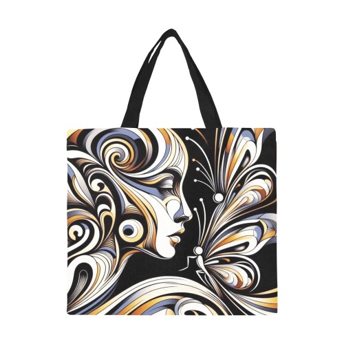 Lady Butterfly 2 All Over Print Canvas Tote Bag/Large (Model 1699)