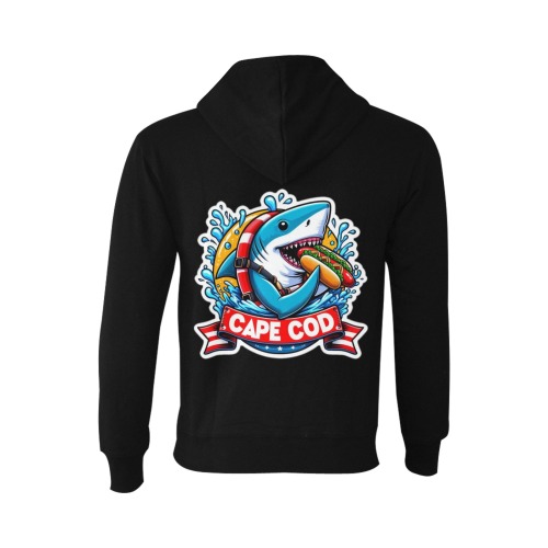 CAPE COD-GREAT WHITE EATING HOT DOG Oceanus Hoodie Sweatshirt (NEW) (Model H03)