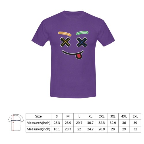 X Face DW Purple Tee Men's T-Shirt in USA Size (Front Printing Only)