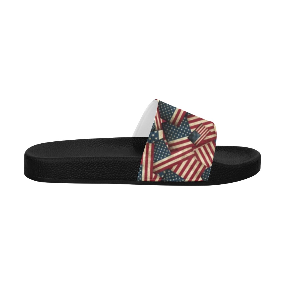 Patriotic USA American Flag Art Women's Slide Sandals (Model 057)