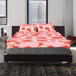 Boy and girl wearing strawberry shaped hat_ Seamless Pattern  bed set 3-Piece Bedding Set