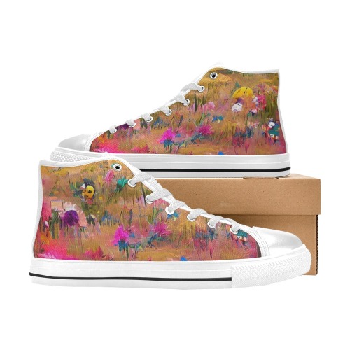 flowers 5 Women's Classic High Top Canvas Shoes (Model 017)
