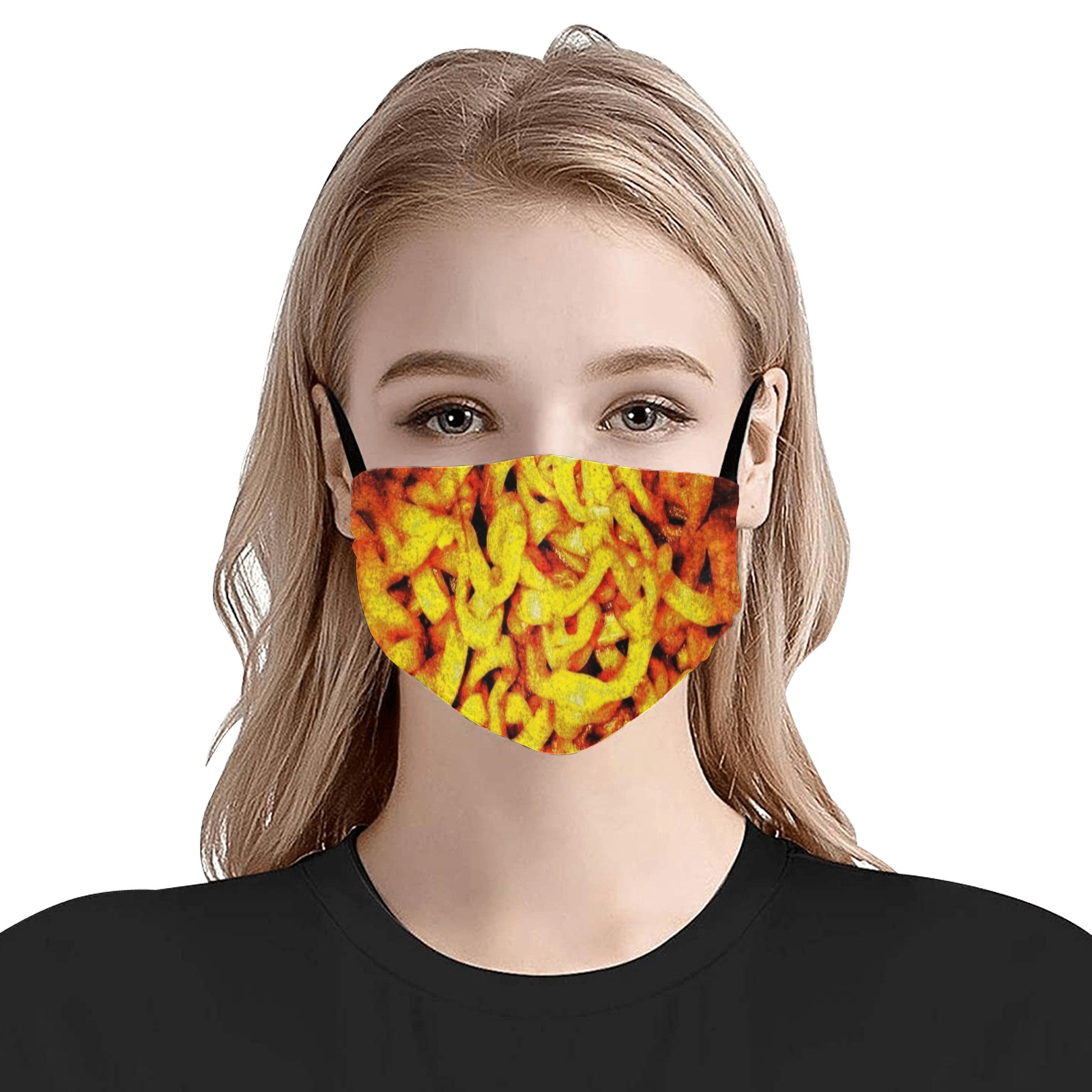 Scary Orange Ramen Flat Mouth Mask with Drawstring