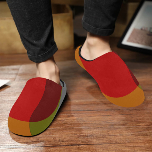 Colorful Abstract 118 Men's Non-Slip Cotton Slippers (Model 0602)