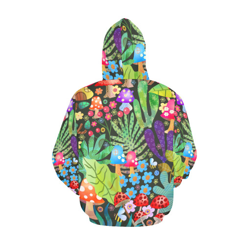 Enchanted Forest Fairytale Garden Rustic Scene All Over Print Hoodie for Women (USA Size) (Model H13)