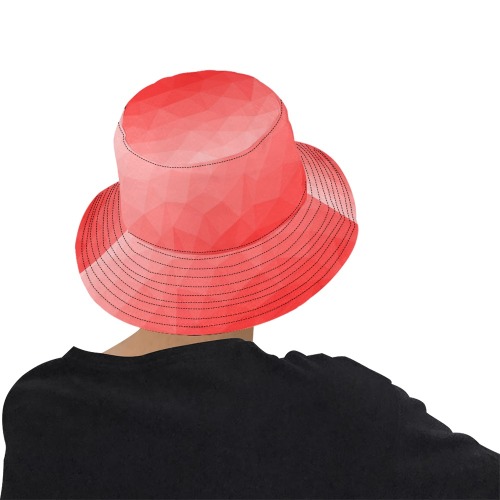Red gradient geometric mesh pattern All Over Print Bucket Hat for Men