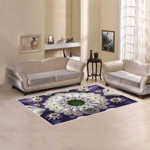 violet and white floral pattern Area Rug 5'x3'3''