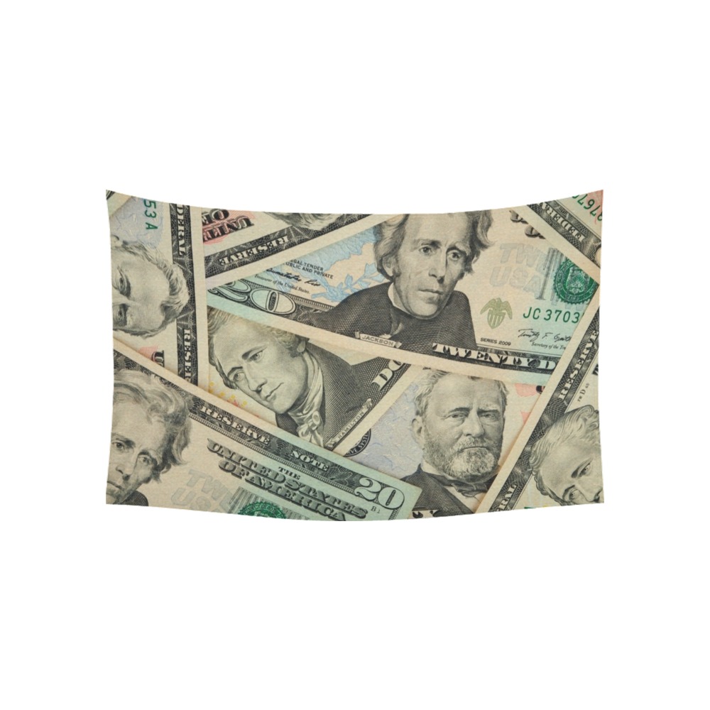 US PAPER CURRENCY Cotton Linen Wall Tapestry 60"x 40"